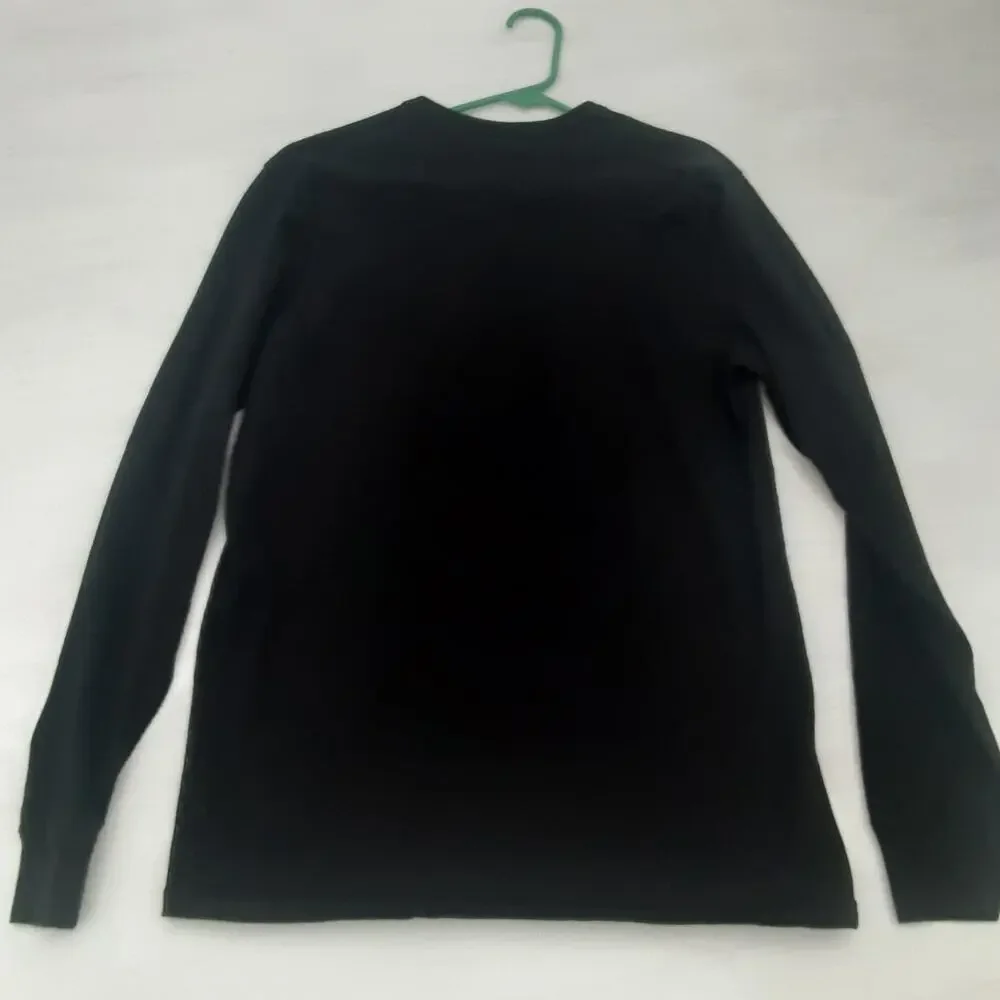 Vintage Champion Big C Logo Long Sleeve T-Shirt Black Men's Size M Patch
